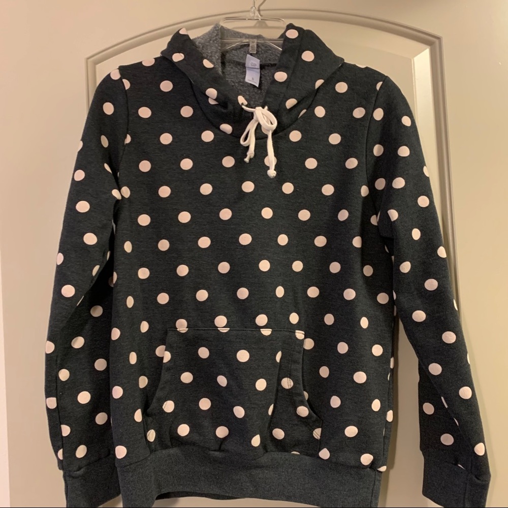 Black Hoodie with Oatmeal Polka Dots